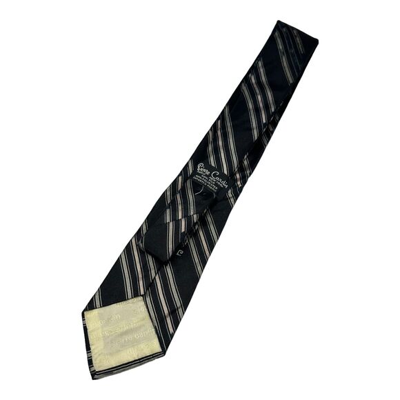 Pierre Cardin Silk Blend Men’s Necktie Tie Vintage Black Gray Blue Stripes 57” - Picture 3 of 7